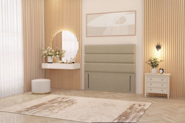 "Somnior Chambery 54"" Floor Standing Divan Headboard Upholstered Linen Fabric in Beige - Size: Super King" - image 1