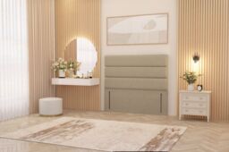 "Somnior Chambery 54"" Floor Standing Divan Headboard Upholstered Linen Fabric in Beige - Size: Super King" - thumbnail 1