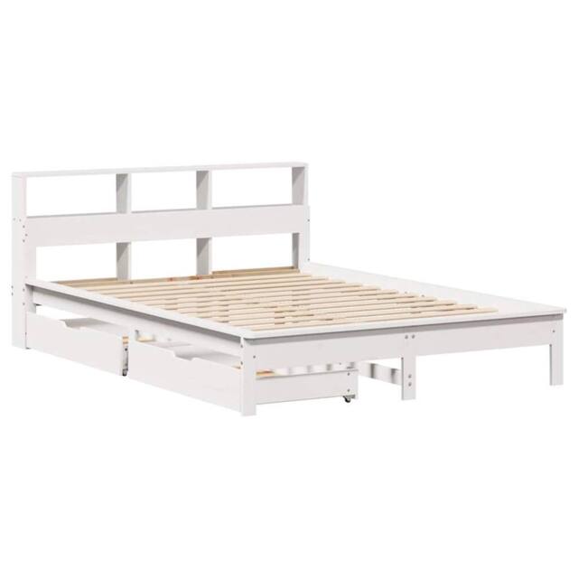 Berkfield Home Durable Bookcase Bed without Mattress White 160x200 cm Solid Wood Pine - image 1