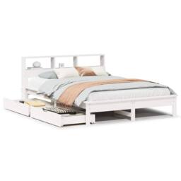Berkfield Home Durable Bookcase Bed without Mattress White 160x200 cm Solid Wood Pine - thumbnail 3