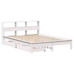 Berkfield Home Durable Bookcase Bed without Mattress White 160x200 cm Solid Wood Pine - thumbnail 1
