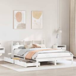 Berkfield Home Durable Bookcase Bed without Mattress White 160x200 cm Solid Wood Pine - thumbnail 2