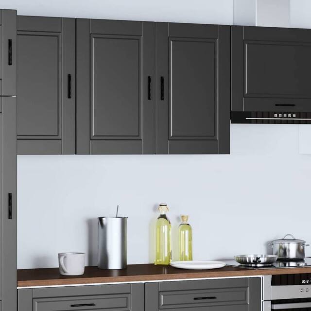 Berkfield Home Kitchen Wall Cabinet Porto Black Engineered Wood - image 1