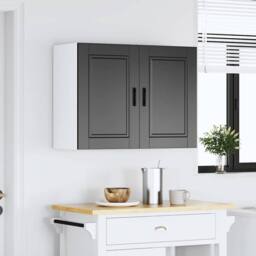 Berkfield Home Kitchen Wall Cabinet Porto Black Engineered Wood - thumbnail 4