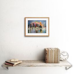 "Artery8 Wall Art Print City Harbour Urban Painting Art Framed 9x7 inch in Beige - Size: W7"" x H9""" - thumbnail 2
