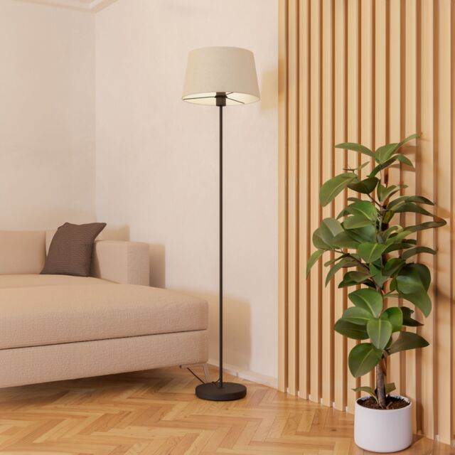 Eglo Febres White Fabric & Black Steel Traditional Floor Lamp - image 1