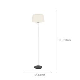 Eglo Febres White Fabric & Black Steel Traditional Floor Lamp - thumbnail 4