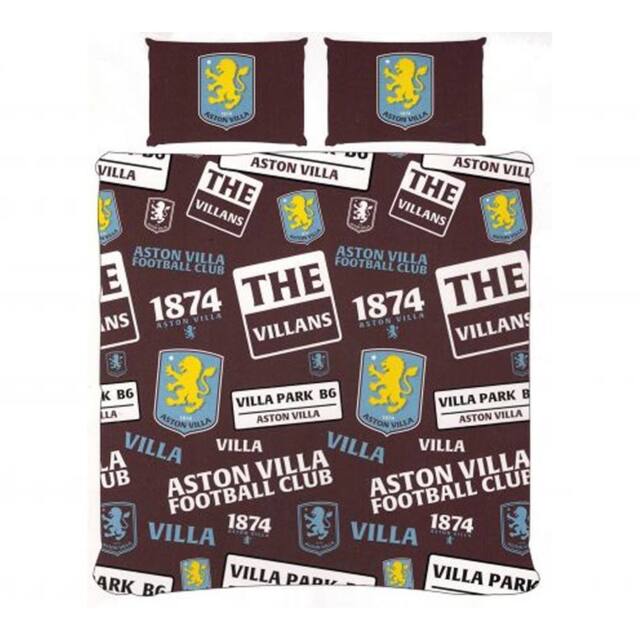 Aston Villa FC Patch Duvet Cover Set in Dark Red