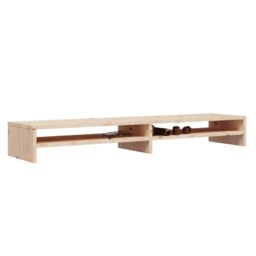 Berkfield Home Monitor Stand 100x24x13 cm Solid Wood Pine in Brown - Size: 100 x 24 x 13 cm - thumbnail 4