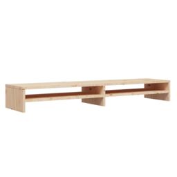 Berkfield Home Monitor Stand 100x24x13 cm Solid Wood Pine in Brown - Size: 100 x 24 x 13 cm - thumbnail 2