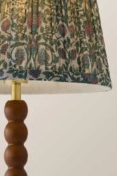ValueLights Bobbin Floral Printed Pleated Shade Walnut Bobble Table Lamp with Bulb in Dark Green - thumbnail 4