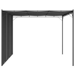 Berkfield Home Garden Gazebo with Side Curtain 3x3x2.25 m Anthracite in Black - thumbnail 3