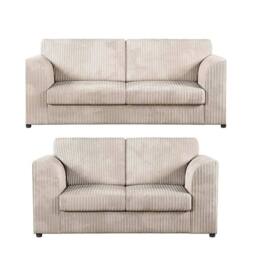 Bliss Furniture Jumbo Cord High Back 3+2 Seater Sofa Set in Cream - Size: 5 Pack