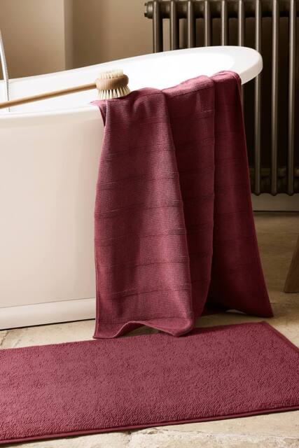 CHRISTY 'Highgate' Ribbed Turkish Cotton Textured Towels in Maroon - Size: Bath Sheet - image 1
