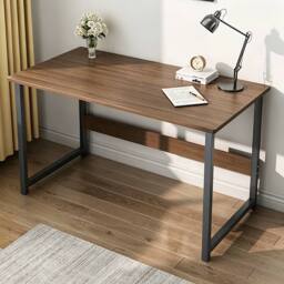 Kelvenix Computer desk Walnut Laptop Study Table Metal Frame Home Office Desk in Brown - thumbnail 8