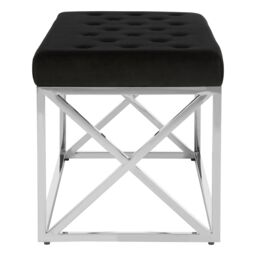 Orsina Allure Black Tufted Seat & Silver Finish Bench - thumbnail 2