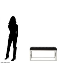 Orsina Allure Black Tufted Seat & Silver Finish Bench - thumbnail 5