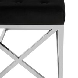 Orsina Allure Black Tufted Seat & Silver Finish Bench - thumbnail 4