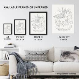 "Artery8 Pegasus Flies In Front Of A Cloud Leo Gestel Framed Wall Art Print in White - Size: W12"" x H16""" - thumbnail 3