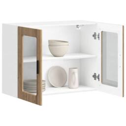 Berkfield Home Kitchen Wall Cabinet with Glass Door Porto Artisan Oak in Brown - thumbnail 5