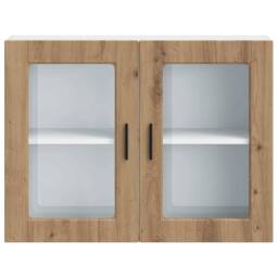 Berkfield Home Kitchen Wall Cabinet with Glass Door Porto Artisan Oak in Brown - thumbnail 7