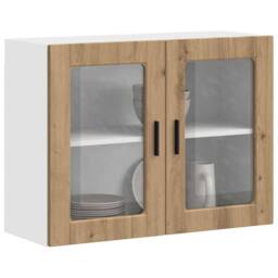 Berkfield Home Kitchen Wall Cabinet with Glass Door Porto Artisan Oak in Brown - thumbnail 4