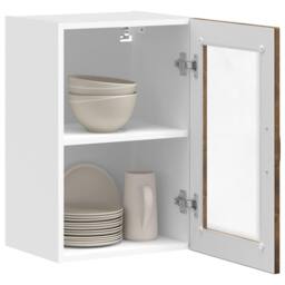 Berkfield Home Kitchen Wall Cabinet with Glass Door¬†Porto Smoked Oak in Brown - thumbnail 5