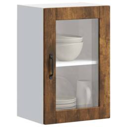 Berkfield Home Kitchen Wall Cabinet with Glass Door¬†Porto Smoked Oak in Brown - thumbnail 2