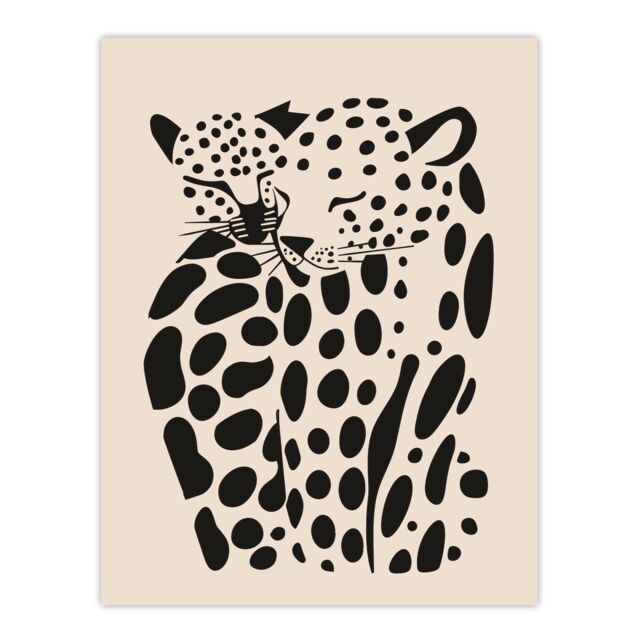 "Artery8 Abstract Cheetah Couple Animal Minimalism Design Wall Art Print in Black - Size: W24"" x H32""" - image 1