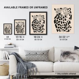 "Artery8 Abstract Cheetah Couple Animal Minimalism Design Wall Art Print in Black - Size: W24"" x H32""" - thumbnail 3