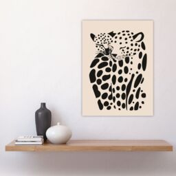 "Artery8 Abstract Cheetah Couple Animal Minimalism Design Wall Art Print in Black - Size: W24"" x H32""" - thumbnail 4