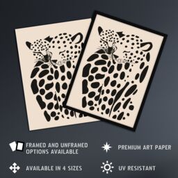 "Artery8 Abstract Cheetah Couple Animal Minimalism Design Wall Art Print in Black - Size: W24"" x H32""" - thumbnail 2