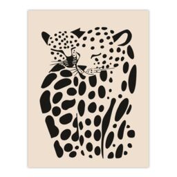 "Artery8 Abstract Cheetah Couple Animal Minimalism Design Wall Art Print in Black - Size: W24"" x H32""" - thumbnail 1