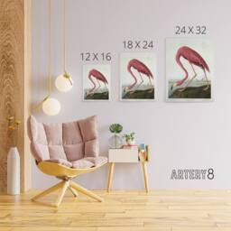 "Artery8 Audubon American Flamingo in Coastal Landscape Canvas Wall Art Print in Pink - Size: W18"" x H24""" - thumbnail 4