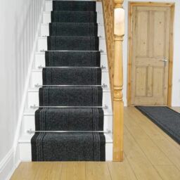 runrug Stair Runner Carpet - Durable, Non-Slip, 7mm - 'Inca' in Black - Size: 66 cm x 720 cm - thumbnail 4