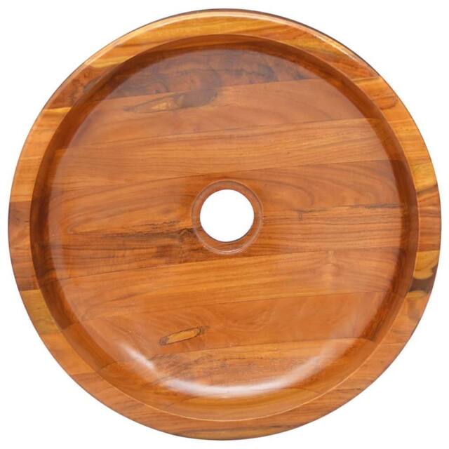 Berkfield Home Durable Basin Solid Teak Wood Φ40x10 cm in Brown - Size: 40x10 cm - image 1