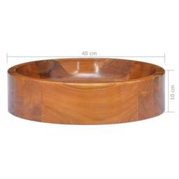 Berkfield Home Durable Basin Solid Teak Wood Œ¶40x10 cm in Brown - Size: 40x10 cm - thumbnail 6