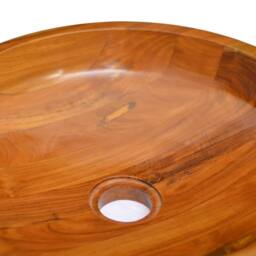 Berkfield Home Durable Basin Solid Teak Wood Œ¶40x10 cm in Brown - Size: 40x10 cm - thumbnail 5