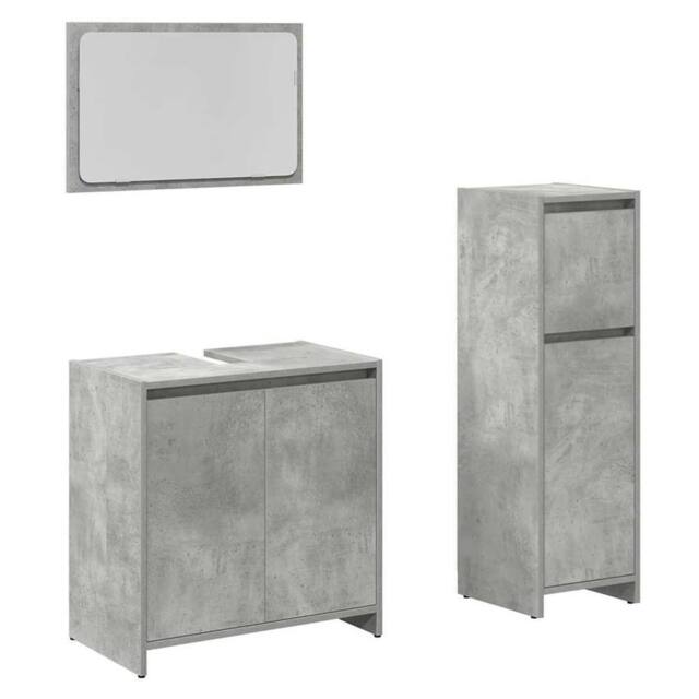 Berkfield Home 3 Piece Bathroom Furniture Set Concrete Grey Engineered Wood - image 1