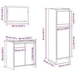 Berkfield Home 3 Piece Bathroom Furniture Set Concrete Grey Engineered Wood - thumbnail 9