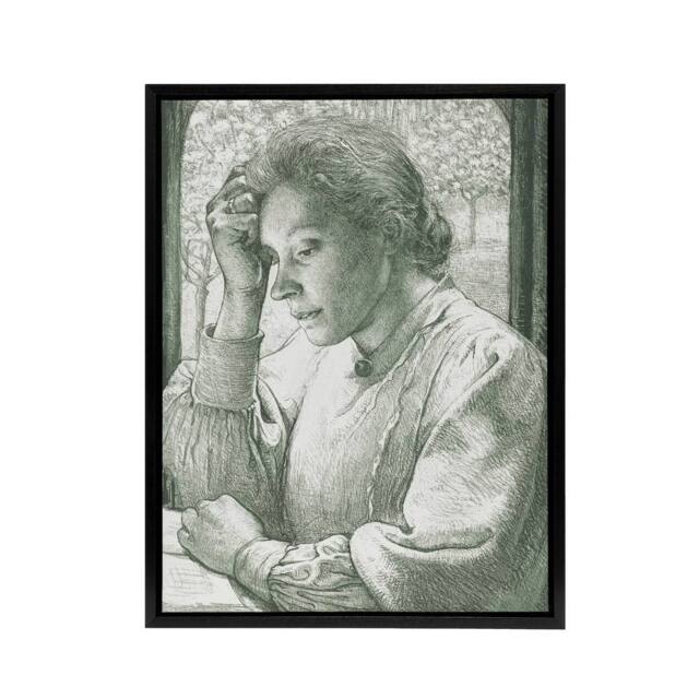 "Artery8 Pencil Portrait of Henriette Holst Framed Canvas Wall Art Print in Grey - Size: W12"" x H16""" - image 1
