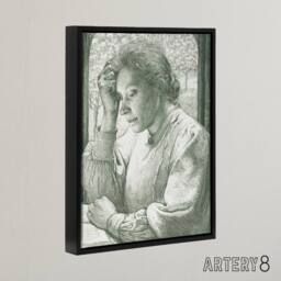"Artery8 Pencil Portrait of Henriette Holst Framed Canvas Wall Art Print in Grey - Size: W12"" x H16""" - thumbnail 2