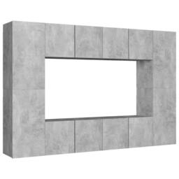 Berkfield Home Sturdy 8 Piece TV Cabinet Set Concrete Grey Engineered Wood - thumbnail 3