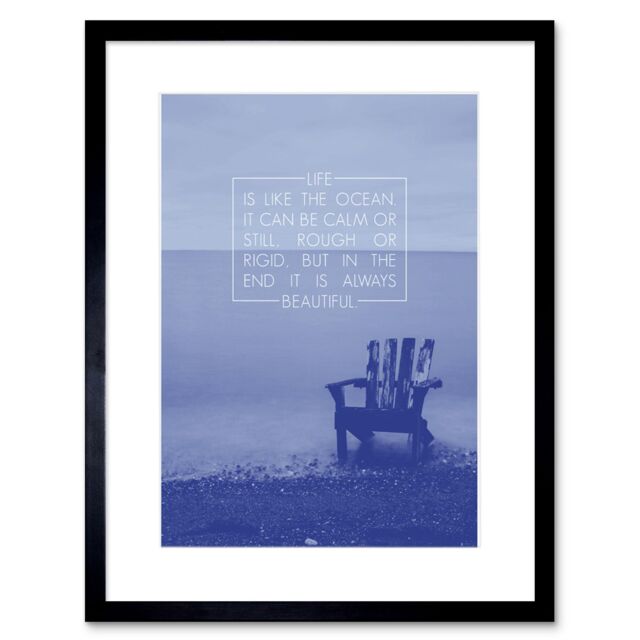 "Artery8 Wall Art Print Quote Life Ocean Sea Framed in Black - Size: W7"" x H9""" - image 1