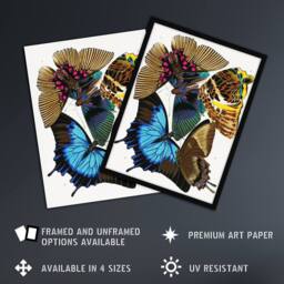"Artery8 Colourful Vintage Butterflies Vintage Wall Art Print Eugene Seguy - Size: W24"" x H32""" - thumbnail 2