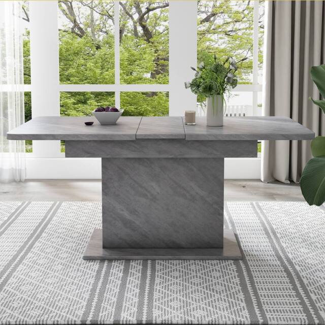 BTM Extendable Dining Table Storage Rectangular Kitchen Table Space Saving in Grey - image 1