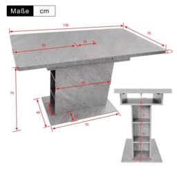 BTM Extendable Dining Table Storage Rectangular Kitchen Table Space Saving in Grey - thumbnail 4