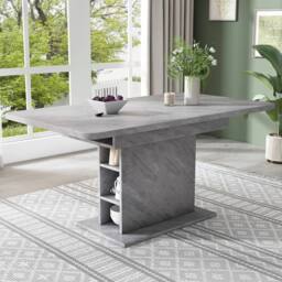BTM Extendable Dining Table Storage Rectangular Kitchen Table Space Saving in Grey - thumbnail 2