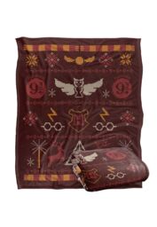 Warner Brothers Harry Potter & The Deathly Hallows Icon Pattern Blanket 152 x 127 cm in White - thumbnail 2