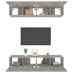 Berkfield Home TV Cabinets 4 pcs Concrete Grey 80x30x30 cm Engineered Wood - Size: 80 x 30 x 30 cm - thumbnail 5